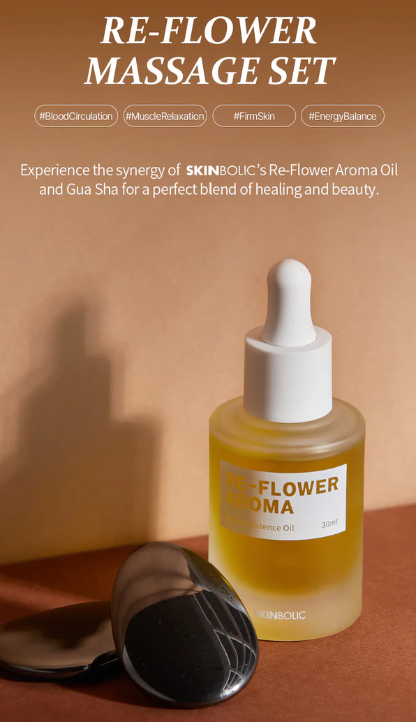 Re-flower Massage Set - Idio Gua Sha 2pc & Re-Flower Aroma Oil